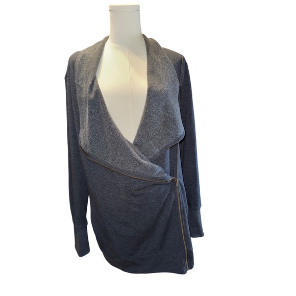 Caslon Womens Gray Asymmetrical Zip Up‎ Funnel Neck Tunic Sweatshirt Medium - Picture 10 of 10